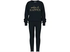 Name It sweatsæt sort med guld glitter tekst print